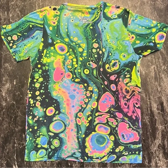 Green/Pink Acid Melt T-Shirt – Electro Threads - Picture 2 of 3